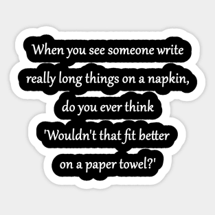 Funny 'Writing on a Napkin" Joke Sticker
